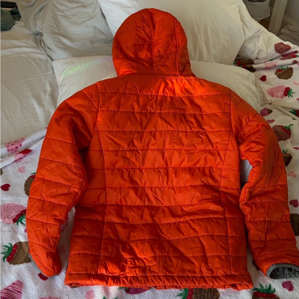 Lands’ End Youth Hooded Packable Puffer Jacket – Orange, Size M (10–12) - Picture 8 of 14